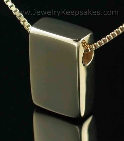 Memorial Necklace Gold Plated Rectangle with Chain