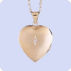 Cremation Necklace 14K Gold Diamond Heart Locket