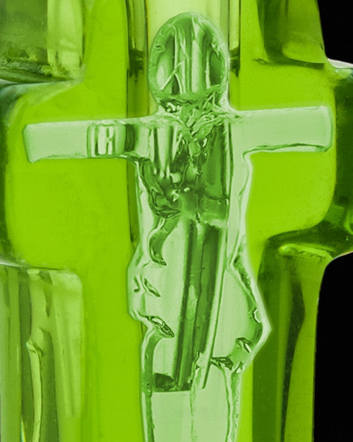 Urn Pendant Green Faithful Cross Glass Locket