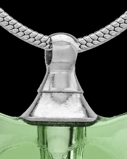Urn Necklace Green Heart Duo Glass Locket