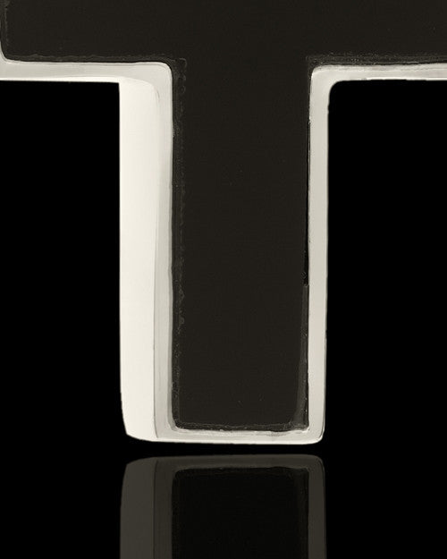 Cremation Necklace Cross with Onyx-Solid 14K White Gold