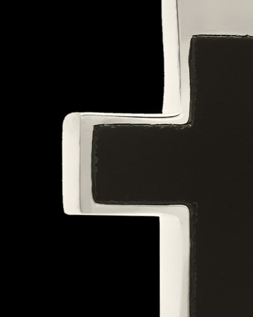 Cremation Necklace Cross with Onyx-Solid 14K White Gold