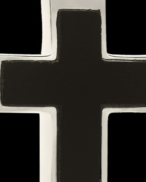 Cremation Necklace Cross with Onyx-Solid 14K White Gold