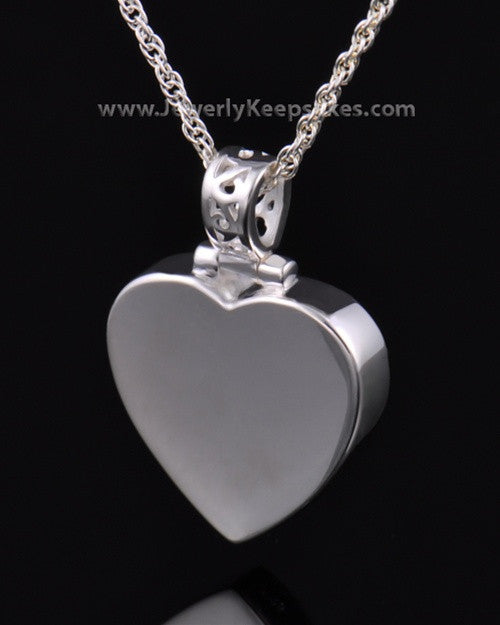 Memorial Pendant Grand Heart Keepsake in Sterling Silver
