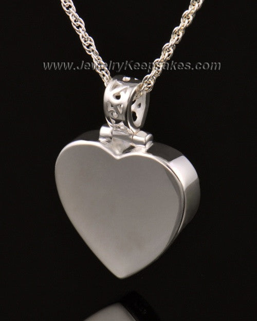 Memorial Pendant Grand Heart Keepsake-14K White Gold