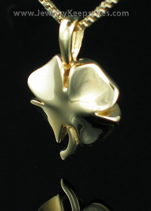 Cremation Necklace Gold Vermeil Four Leaf Clover