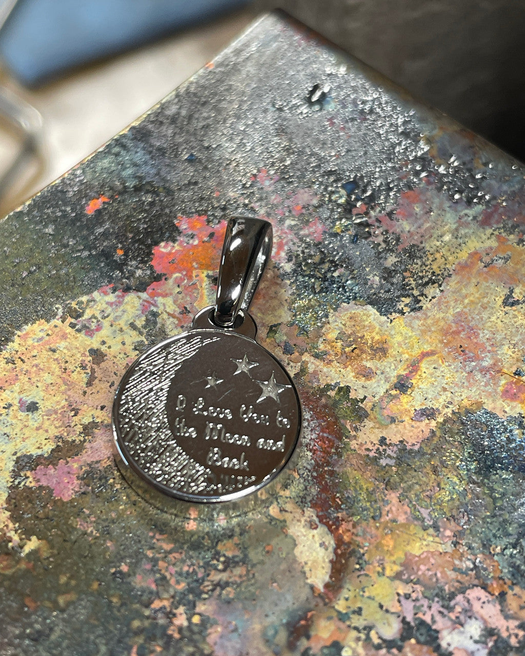 Sterling Silver to the Moon and Back Thumbprint Pendant
