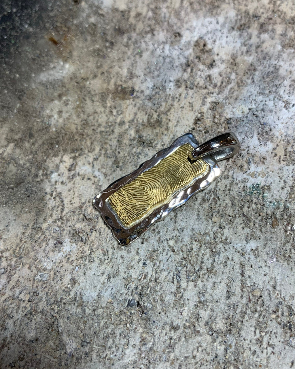 Custom Gold Thumbprint Memorial Pendant With Engraving