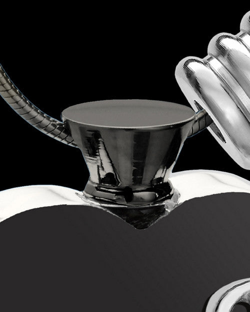 Black and Stainless Steel April Enamored Heart Cremation Keepsake