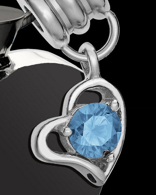 Black and Stainless Steel December Enamored Heart Cremation Keepsake