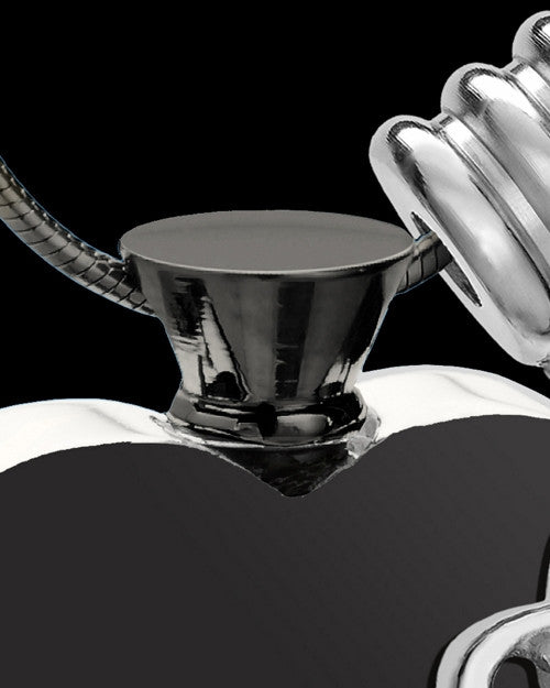 Black and Stainless Steel February Enamored Heart Cremation Keepsake