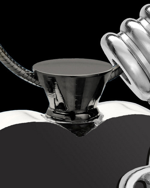 Black and Stainless Steel January Enamored Heart Cremation Keepsake
