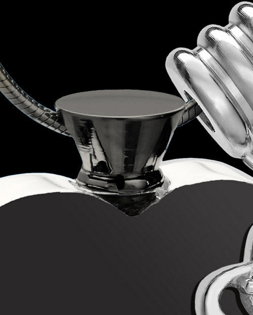Black and Stainless Steel September Enamored Heart Cremation Keepsake