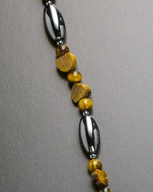 Eva Earth Tone Bead and Heart Engraved Necklace