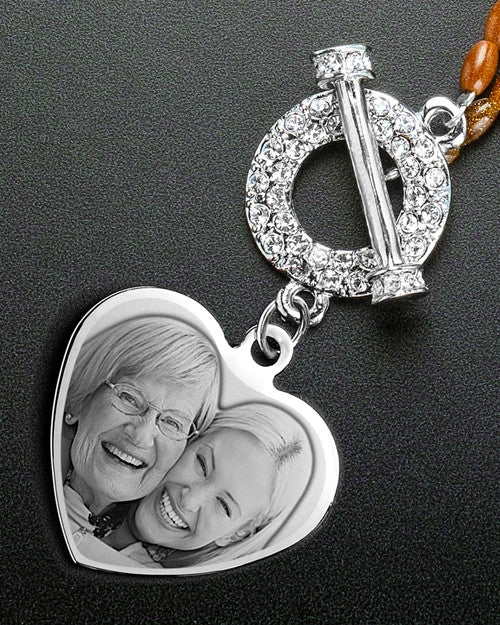 Luna Necklace with Orange Beads and Picture Heart