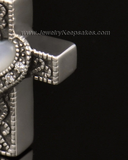 Urn Locket 14k White Gold Embraced Cross Keepsake