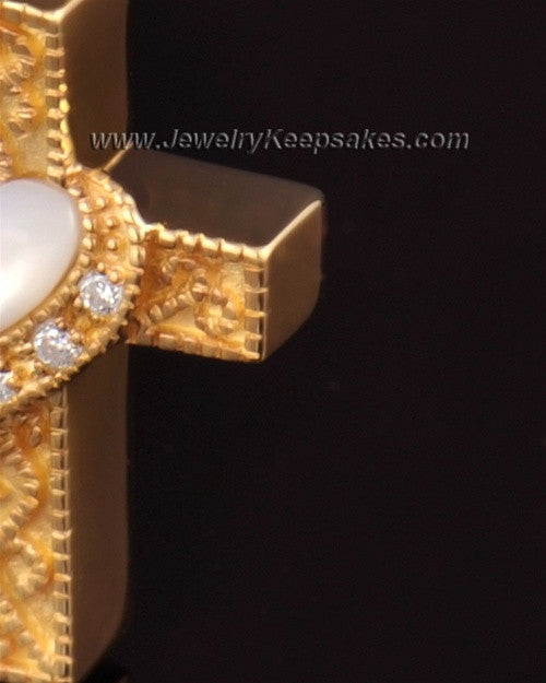 Urn Locket 14k Gold Embraced Cross Keepsake