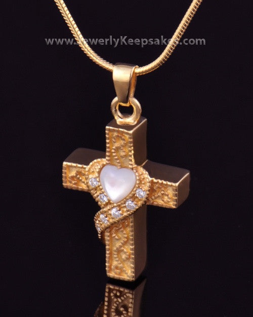 Urn Locket Gold Plated Embraced Cross Keepsake