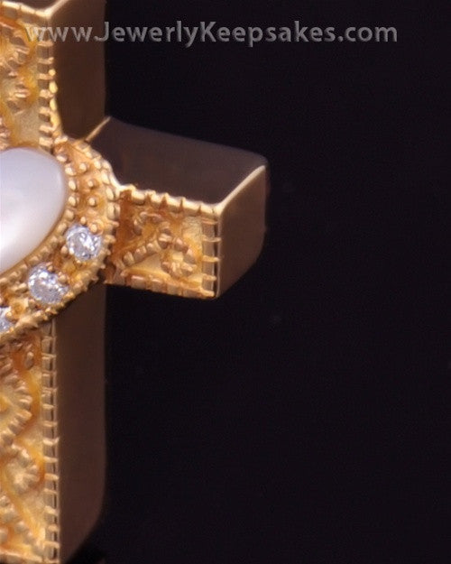 Urn Locket Gold Plated Embraced Cross Keepsake