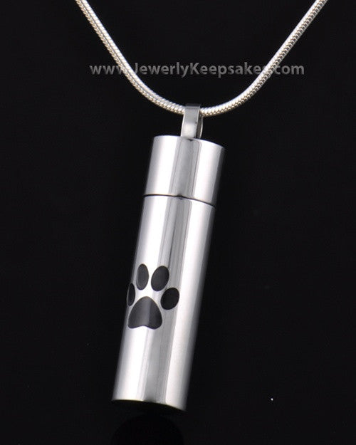 Pet Cremation Charm Stainless Silver Pawed Love Keepsake