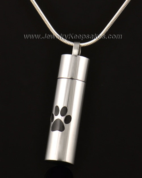 Pet Cremation Charm 14k White Gold Pawed Love Keepsake