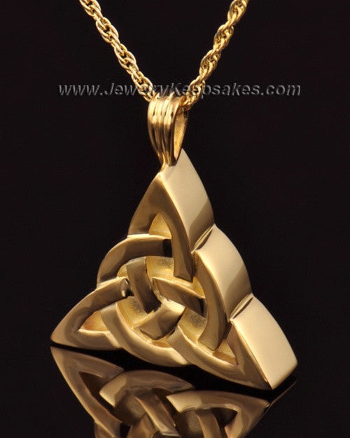 Remembrance Pendant 14k Gold Celtic Triangle Keepsake