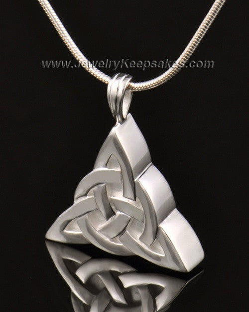Remembrance Pendant 14k White Gold Celtic Triangle Keepsake