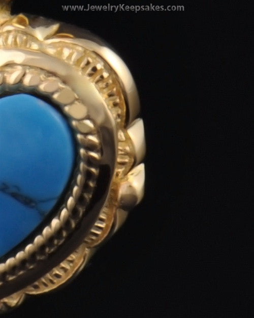 Cremation Heart Gold Plated Turquoise Pendant