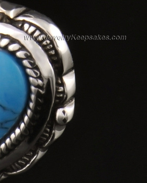 Cremation Heart 14k White Gold Turquoise Pendant