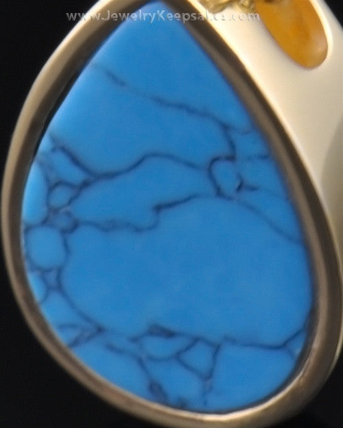Cremation Teardrop Gold Plated Turquoise Pendant