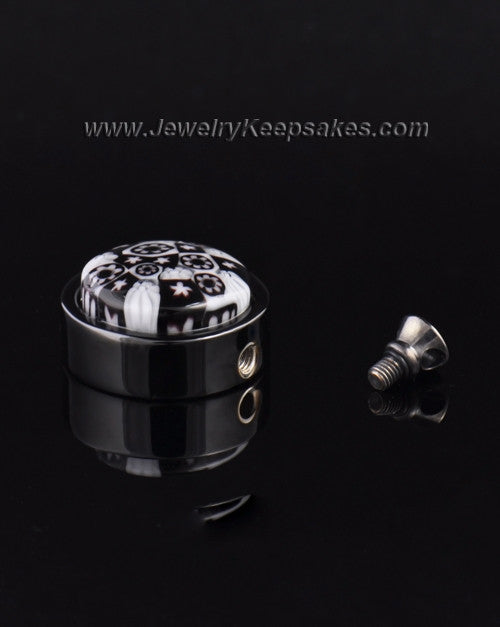 Black Plated Stainless Time Of Healing Round Keepsake Pendant