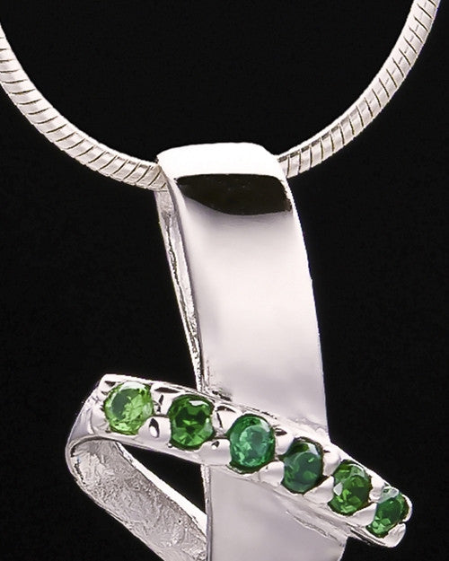 Sterling Silver Green Inspirational Memories Cremation Urn Pendant