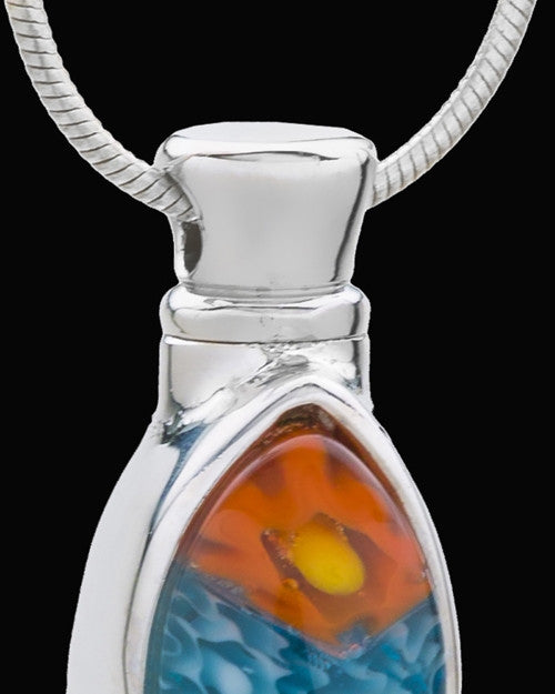 Silver Plated Festive Fleur De Lis Cremation Urn Pendant