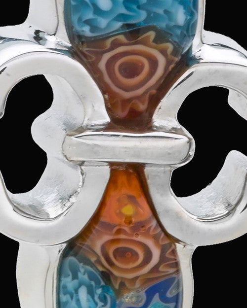 Silver Plated Festive Fleur De Lis Cremation Urn Pendant