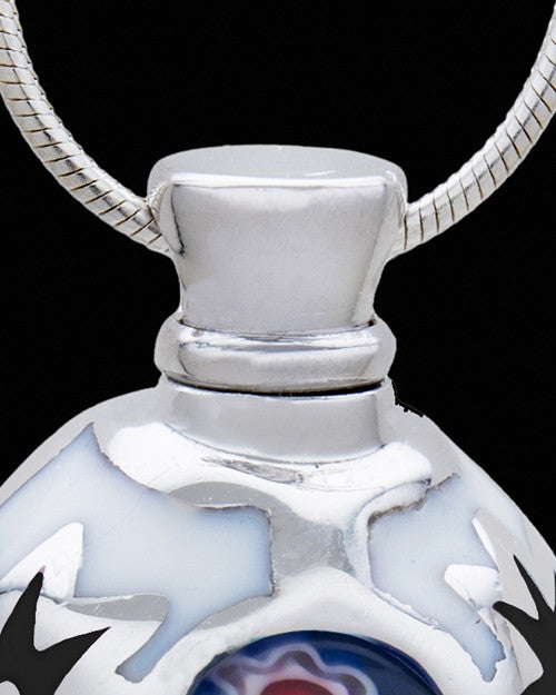 Silver Plated Wakeful Heart in Black Cremation Urn Pendant