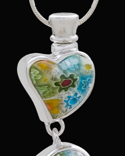 Silver Plated Hanging Hearts Cremation Urn Pendant
