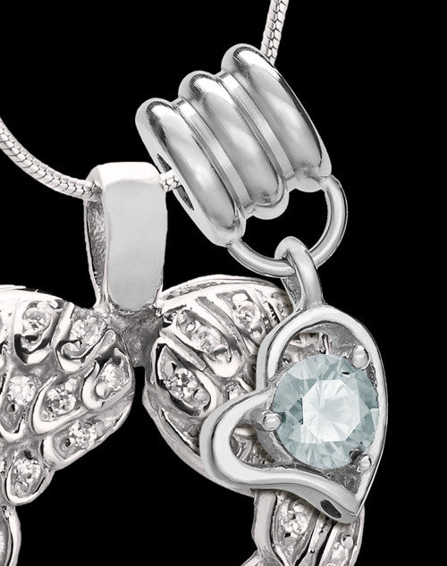 April Winged Memories' Sterling Silver Heart Cremation Pendant