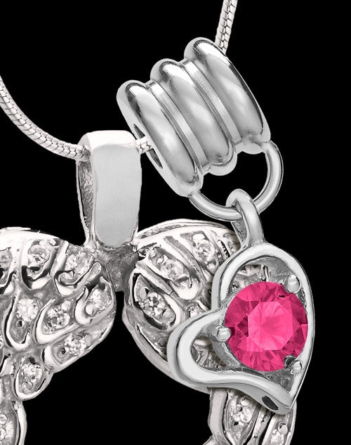 October Winged Memories' Sterling Silver Heart Cremation Pendant