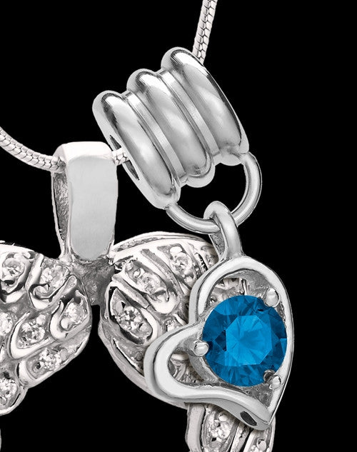 September Winged Memories' Sterling Silver Heart Cremation Pendant