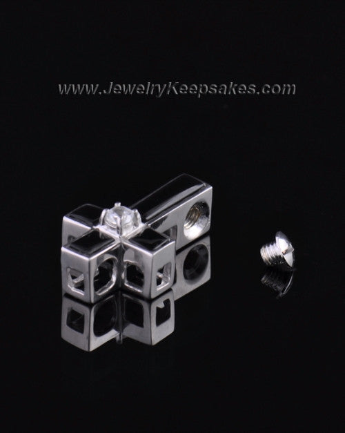 Sterling Silver Cross of Worship Cremation Urn Pendant