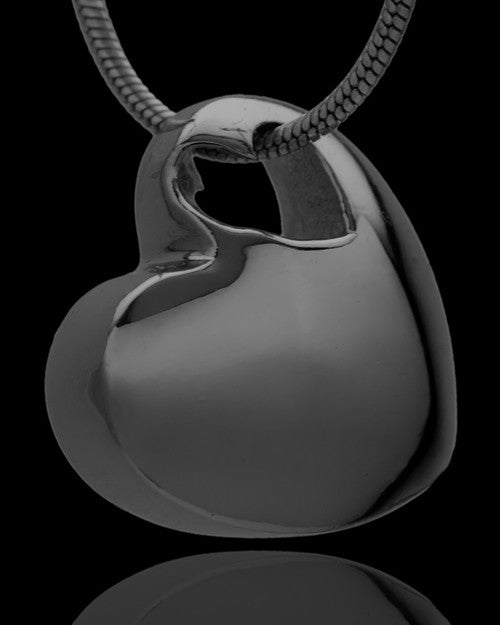 Small Natural Heart Cremation Urn Pendant Black Plated