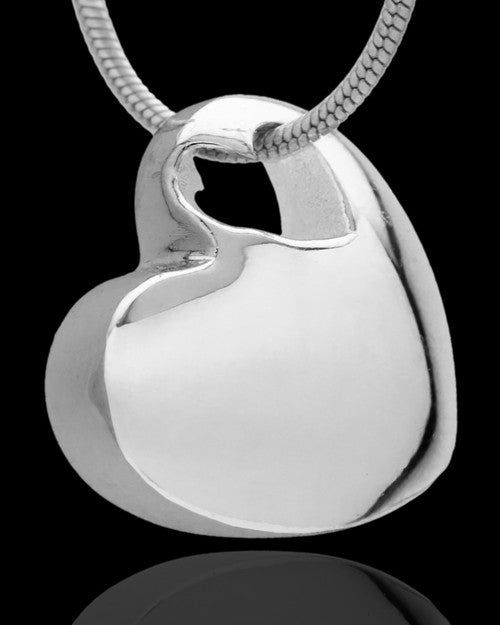 Small Natural Heart Cremation Urn Pendant Sterling Silver