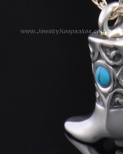 Sterling Silver Country Boot Urn Pendant
