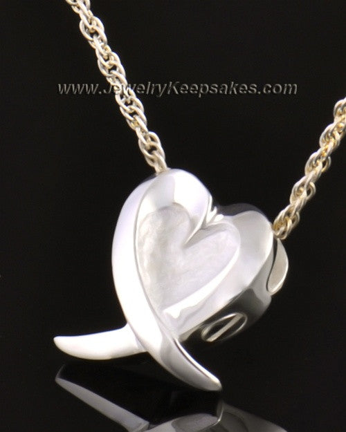 14k White Gold Wrap Around Heart Pendant