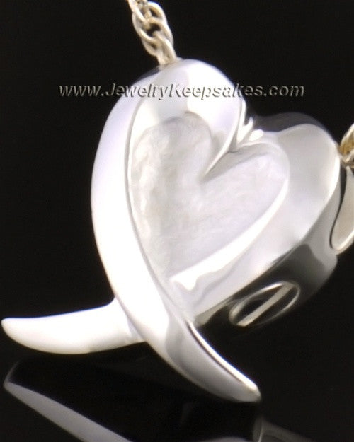 14k White Gold Wrap Around Heart Pendant