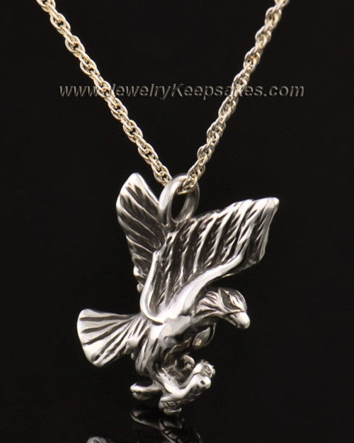 14k White Gold Soaring Eagle Urn Pendant