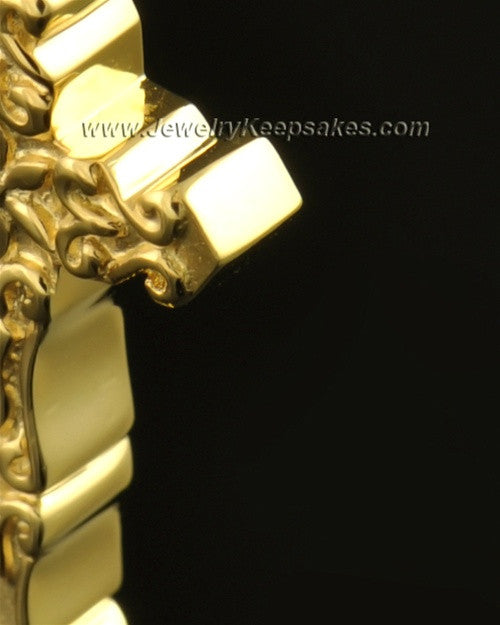14k Gold Embellished Cross Cremation Necklace