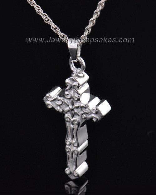 Sterling Silver Embellished Cross Cremation Necklace