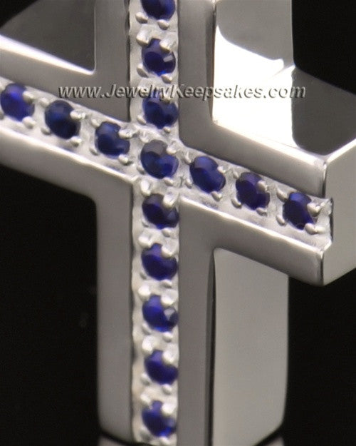 14k White Gold Royal Cross Cremation Necklace