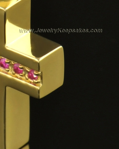 14k Gold Tender Cross Cremation Necklace